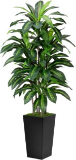 Artificial Dracaena Tree 5FT - Fake Tree with Black Tall Planter - Faux Yucca Ta... - Image 2