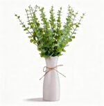 Artificial Eucalyptus Stems with White Vase,19 Inch Small Fake Plants Indoor,Fau... - Image 2