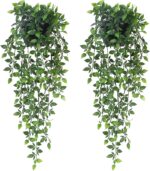 Artificial Hanging Plants,2 Pack Fake Wall Plants,Faux Mandala Vines Potted Plan... - Image 2