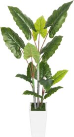 Artificial Plant Indoor 5.5FT - Fake Tree with White Tall Planter - Faux Silk Pl... - Image 2