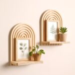 Artilady 2 Pack Boho Wood Wall Hanging Shelf - Handmade Rainbow Arch Floating Sh... - Image 2