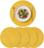 Artoid Mode Yellow Faux Leather Placemats Set of 4, 15 Inch Waterproof Wipeable ... - Image 2
