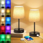 Ascher Small Bedside Table lamp Set of 2, RGB Color Changing Lamps, 3 Color Temp... - Image 2