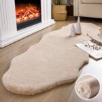 Ashler Faux Fur Rug, Upgraded Soft Faux Rabbit Fur, Beige Area Rugs, 2 x 6 Feet,... - Image 2