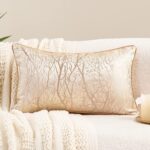 Avigers 12 x 20 Inch Rectangle Beige Brown Gold Tree Branch Embroidery Cushion C... - Image 2