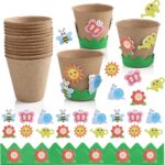 Ayfjovs Garden Paper Pot Craft Kit 15 Pack Flower Plant Spring Craft with 105 PC... - Image 2