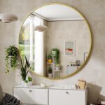 BEAUTYPEAK 24 Inch Round Mirror, Metal Frame Circle Mirror, Wall Mounted for Ent... - Image 2