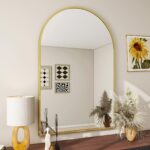 BEAUTYPEAK 24"x36" Arch Bathroom Mirror, Wall Mounted Vanity Metal Frame Mirror ... - Image 2