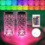 BGFHome 2 Pack Crystal Table Lamp 16 RGB Color Changing Rose Diamond Touch Light... - Image 2