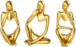 BMLCGJ Thinker Statue Gold Decor Abstract Art Sculpture, Golden Resin Collectibl... - Image 2