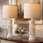 BOBOMOMO 27.25” Farmhouse Table Lamps Set of 2 – Antique White Bedside Lamps wit... - Image 2