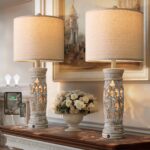 BOBOMOMO 27.25” Rustic Farmhouse Table Lamps Set of 2 – Vintage Bedside Lamps wi... - Image 2