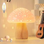 BOHON Mushroom Lamp, Ceramic Bedside Table Lamp for Bedroom Nightstand, Vintage ... - Image 2