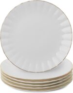 BTaT- Porcelain Dinner Plates with Gold Trim,10.5 inch, Set of 6, White Dinner P... - Image 2
