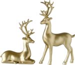 BULINGNA 2Pcs Christmas Reindeer Figurines, Resin Elk Sculpture Miniature Figuri... - Image 2