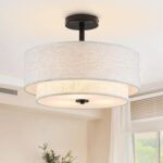 BUXVRCS Semi Flush Mount Ceiling Light Fixture, 3-Light Double Drum Lighting Fix... - Image 2