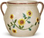 BUYMAX 6 Inch Vintage Ceramic Flower Pot with Relief Design & Handles, Indoor Pl... - Image 2