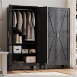 Baborokic Metal Armoire Wardrobe Closet with Hanging Rod,71H Metal Cabinet with ... - Image 2