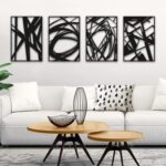 Bakovity Black Abstract Wall Art, Metal Art Wall Decor, Modern Large Wall Art, 3... - Image 2