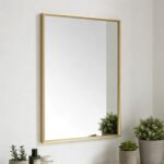 Bathroom Mirror for Wall, 16x24 Inch Metal Framed Mirror, Brushed Gold Rectangle... - Image 2