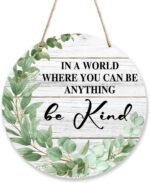 Be Kind Signs, Eucalyptus Wood Hanging Decor For Bathroom Bedroom Office Home Ki... - Image 2