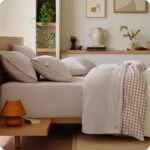 Bedsure 100% Washed Cotton Percale Sheets Queen Size - Linen Like Textured 6-Pie... - Image 2