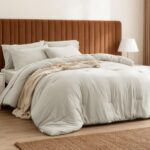 Bedsure Queen Size Comforter Set, Beige Soft Prewashed Bedding for All Seasons, ... - Image 2