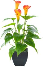 Beebel Artificial Flower Plants Calla Lily Faux Small Potted Plant with Black Po... - Image 2
