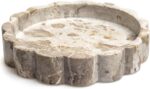 Beige Scalloped Marble Tray - 8 Inch Round Stone Vanity Tray for Perfume & Jewel... - Image 2