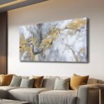 Belmrxne Abstract Wall Art for Living Room Large Grey and Gold Wall Decor Unique... - Image 2