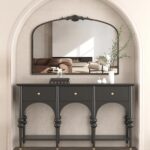 Besdomus Antique Arched Large Mirror: 48"x33" French Oversize Black Arch Antique... - Image 2