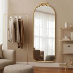 Besdomus Gold Full Length Mirror: 21"x56" Modern Bow Arched Floor Full Body Long... - Image 2