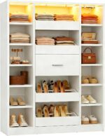 Besiost 40" Closet System with LED Lights, Wooden Closet Organizer System with D... - Image 2