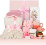 Birthday Gifts for Women, Knitted Tassel Throw Blanket Pink Gift Basket with Han... - Image 2