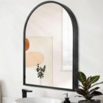 Black Arched Wall Mirror Aluminum Alloy Frame Bathroom Mirror Brushed Metal Vani... - Image 2