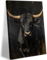 Black Bull Gold Accent Wall Art 12x16 Inch Framed Canvas Print Gothic Chic Poste... - Image 2