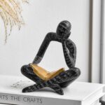 Black Decor Reading Statues for Home Decor Modern Abstract Thinker Sculptures Bo... - Image 2