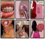 Black Girl Wall Art Pink Black Woman Canvas Wall Decor African American People A... - Image 2