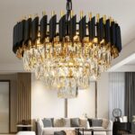 Black Gold Crystal Chandelier Contemporary 20" Modern Living Room Chandeliers K9... - Image 2