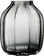 Black Grey Glass Vase for Flowers,Dark Grey Bud Tall Glass Vases,H-8.0" Simple S... - Image 2