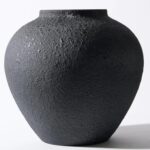 Black Large Round Vase Pottery Look for Home Decor, Arina Black Rustic Iron Vase... - Image 2
