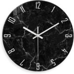 Black Minimalist Wall Clocks for Living Room Glass Marble Pattern Wall Clocks Ba... - Image 2
