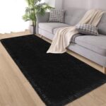 Black Runner Rugs,Runner Rug for Bedroom Living Room,Fluffy Soft Plush Shaggy Ru... - Image 2