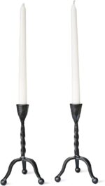 Black Taper Candle Holder Set of 2,Vintage Candle Sticks Holder Decor,Wrought Ir... - Image 2