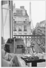 Black and White Photography Canvas Wall Art, Woman Reading Newspaper In Paris Ho... - Image 2