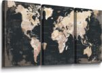 Black and White Wall Art for Living Room Map Office Wall Decor for Bedroom Moder... - Image 2
