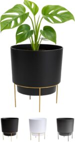 Bloem Hopson Decorative Resin Cachepot with Metal Stand, 14" Indoor and Outdoor ... - Image 2