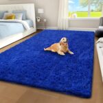 Blue Shag Area Rug for Bedroom, 4x6 Fluffy Shaggy Rugs for Living Room Boys Kids... - Image 2