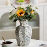 Blue and White Vase, Vintage Blue Ceramic Flower Vessel,Ceramic vases for Home D... - Image 2