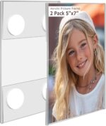 Bluesun 2-Pack 5x7 Picture Frames Velcro Wall-Mount - Frameless Clear Acrylic Ve... - Image 2